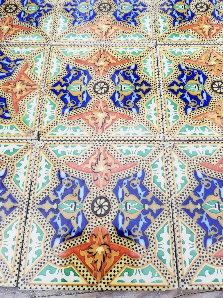 Set van 9 bijzondere antieke Spaanse tegels 20x20cm, Antiek en Kunst, Ophalen