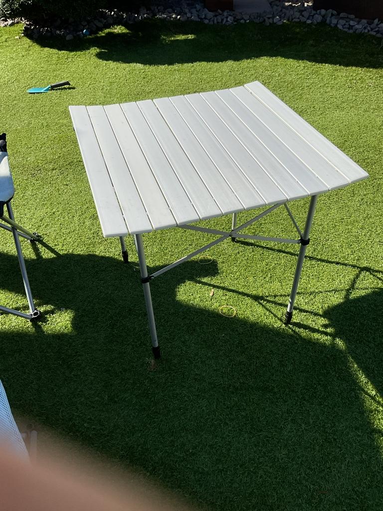 Lichtgewicht aluminium camping tafel 70x70 in draagtas, Ophalen, Zo goed als nieuw, Campingtafel