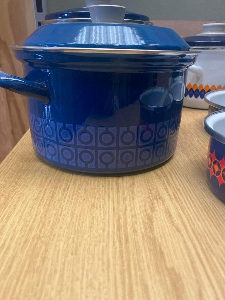 Vintage Beka emaille kookpannen - Jaren '70 retro design, Ophalen of Verzenden