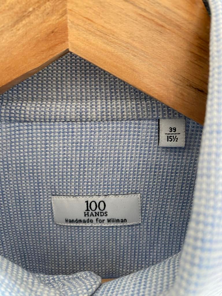 100hands overhemd 39 blauw katoen, Kleding | Heren, Overhemden, Verzenden, Zo goed als nieuw, Blauw, Halswijdte 39/40 (M)