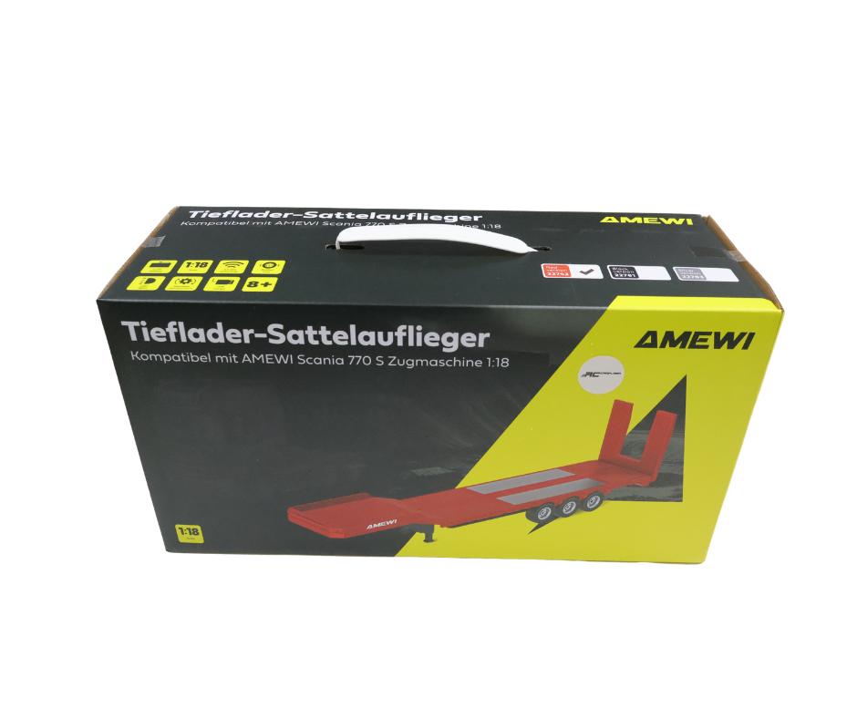 Huina Flatbed Semi-Trailer 3 Axles Scania 1:18 grijs, Hobby en Vrije tijd, Modelbouw | Radiografisch | Auto's, Ophalen of Verzenden