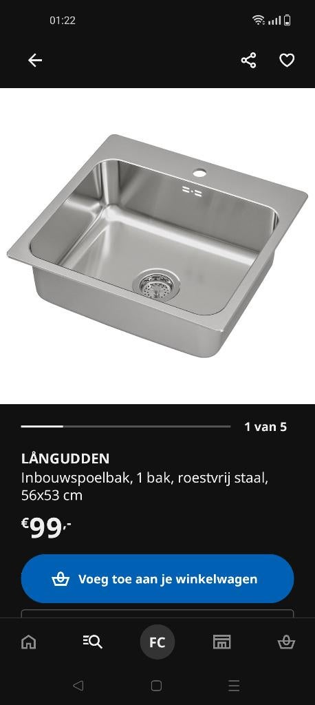 Inbouw spoelbak ikea, Nieuw, Minder dan 100 cm, 25 tot 50 cm, 50 tot 100 cm
