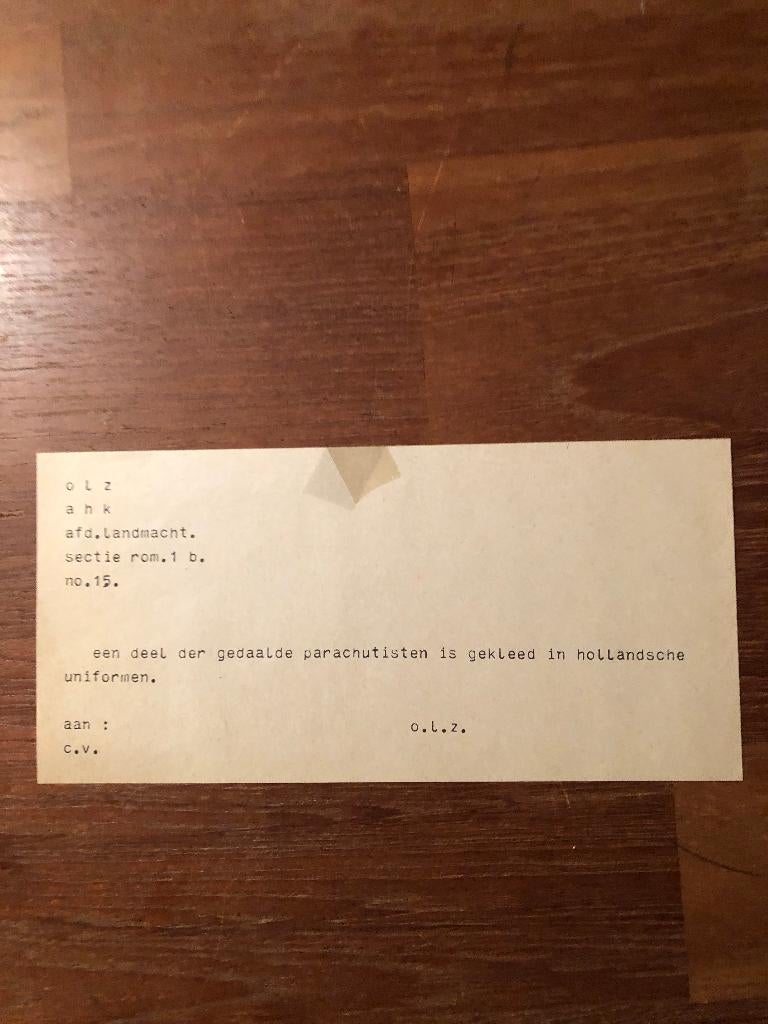 Vroege ochtend 10 Mei 1940. Telexbericht van de Opperbevel-, Verzamelen, Militaria | Tweede Wereldoorlog, Verzenden, Nederland