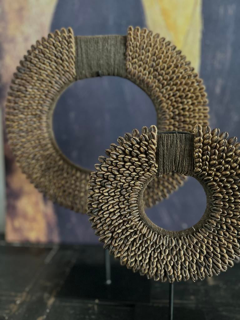 Set kauri schelpen decoratie antiekbruin NewGuinea bohemian, Ophalen of Verzenden