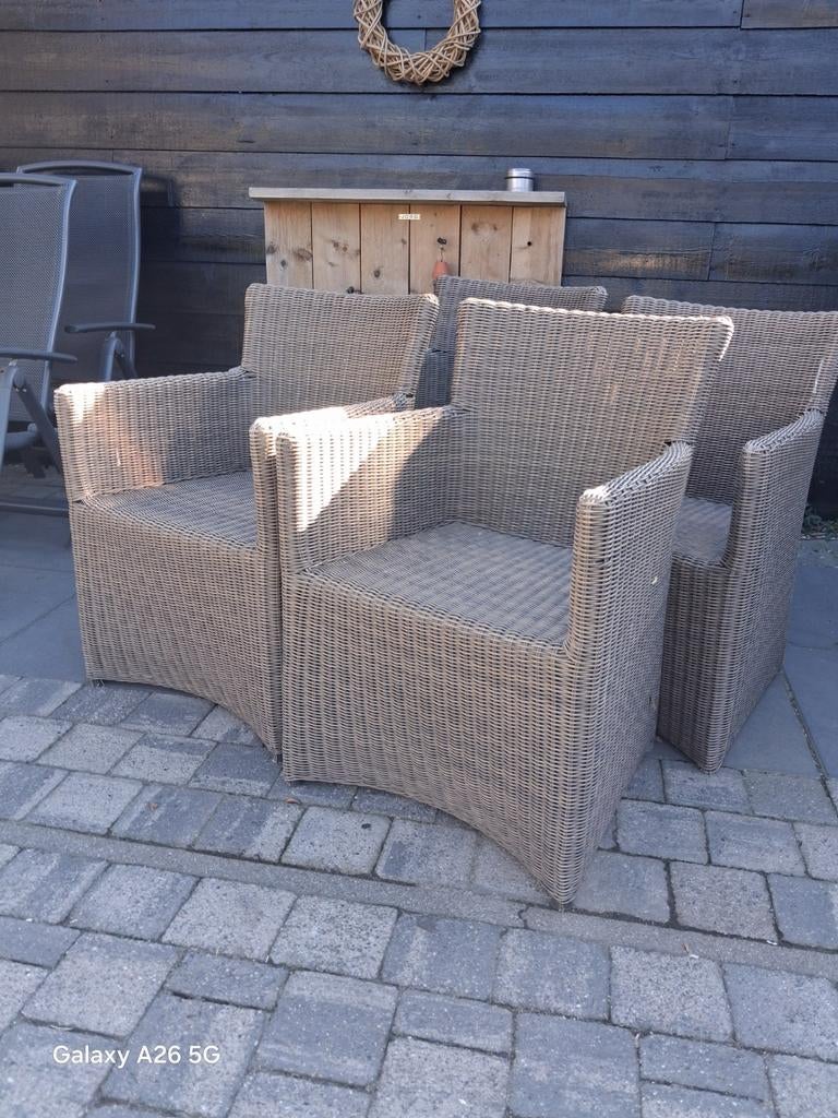 4 mooie wicker tuinstoelen  TEAB, Ophalen, 4 zitplaatsen, Gebruikt, Wicker