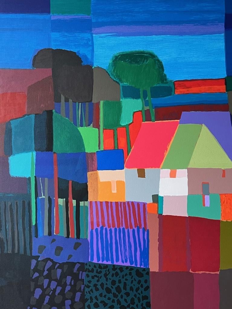 Ton Schulten, ingelijste zeefdruk Hemelsblauw, Ophalen