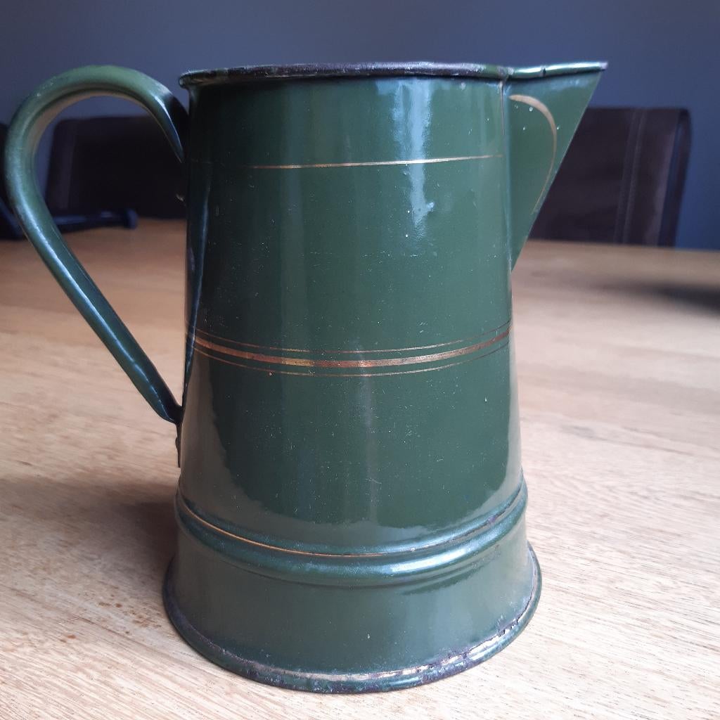 Antieke emaille kan van Johann & Heinrich Kerkmann, Ahlen, Ophalen of Verzenden