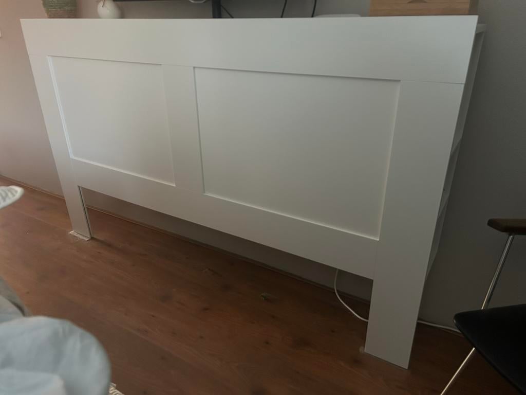 Vandaag! IKEA Brimnes Hoofdbord 180 cm met opbergruimte, Ophalen, Gebruikt, Wit, Tweepersoons