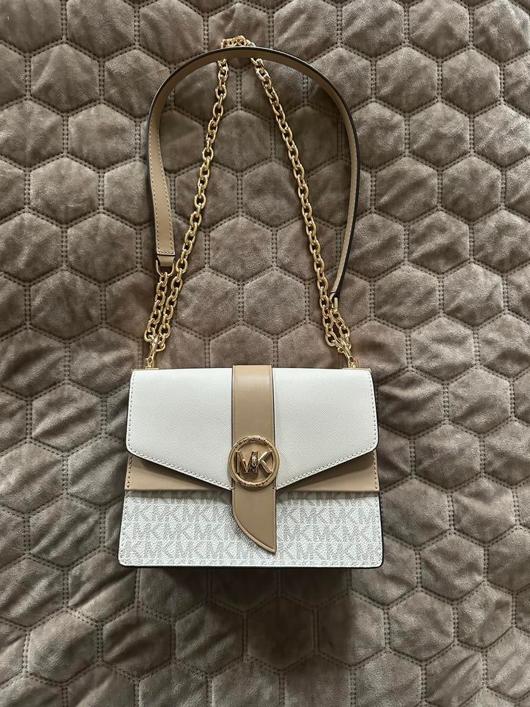 Michael Kors Greenwich Small Crossbody – Vanilla Multi, Ophalen of Verzenden, Zo goed als nieuw, Wit, Schoudertasje