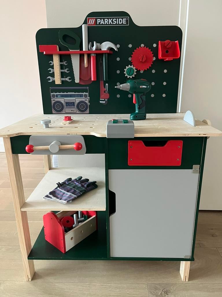 Parkside houten speelgoed werkbank, compleet, Ophalen, Gebruikt, Jongen of Meisje