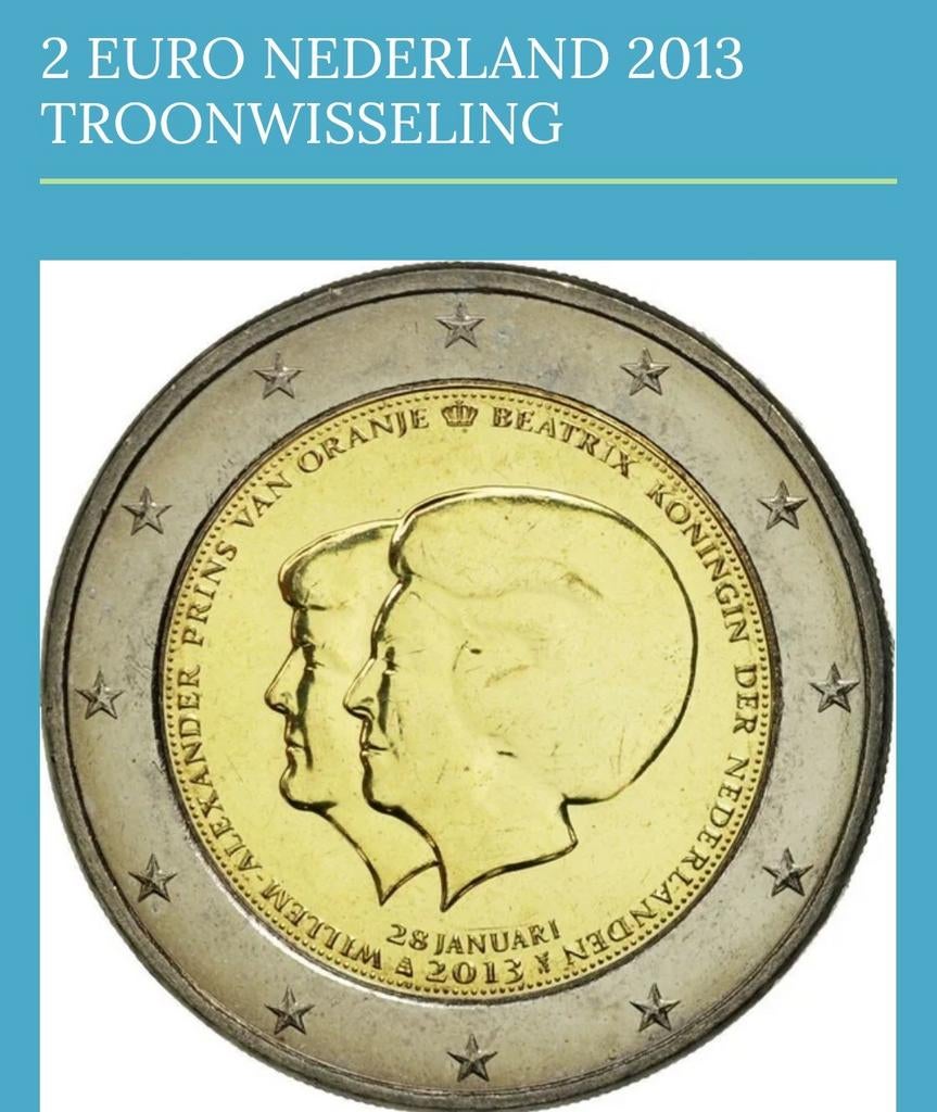 2 Euro Nederland 2013 unc.Troonswisseling, Postzegels en Munten, Munten | Europa | Euromunten, Ophalen of Verzenden, 2 euro, Losse munt