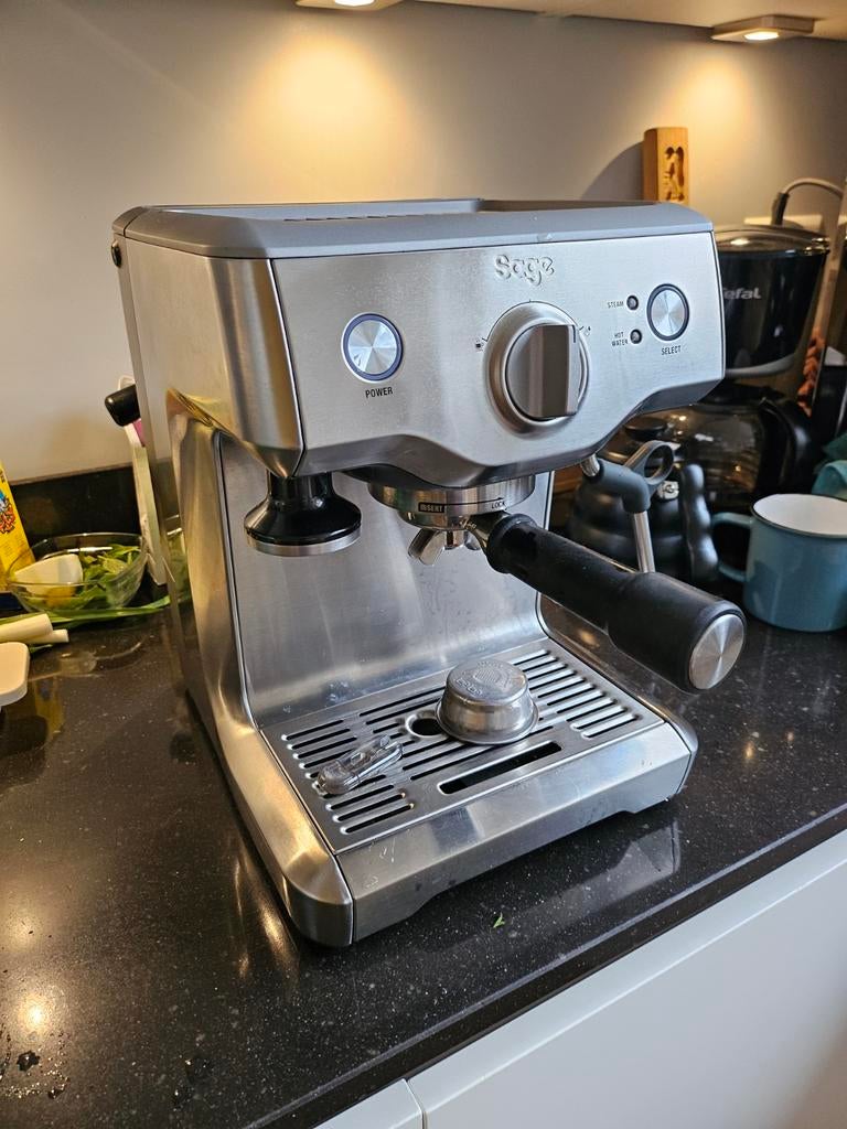 Sage Duo Temp Pro Espressomachine, Witgoed en Apparatuur, Koffiezetapparaten, Gebruikt, Gemalen koffie, Espresso apparaat, 4 tot 10 kopjes