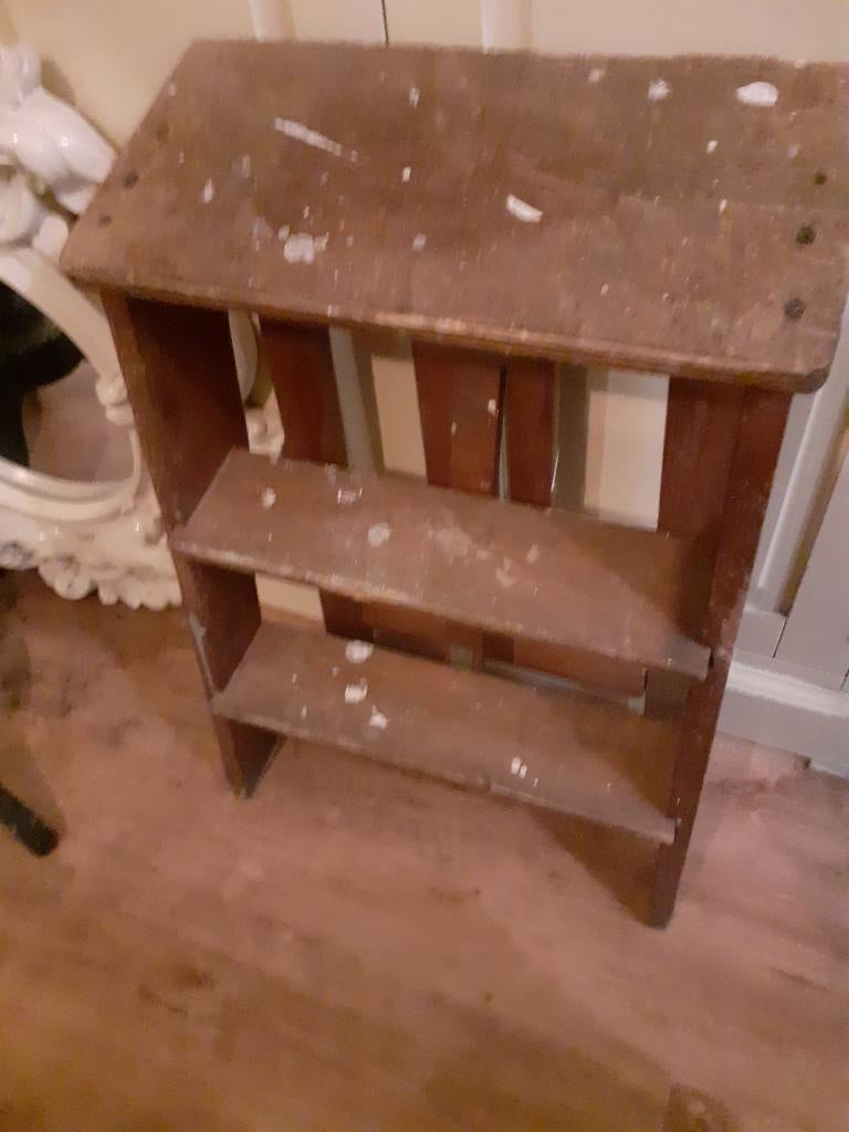 Oude brocante houten schilderstrap, Ophalen of Verzenden