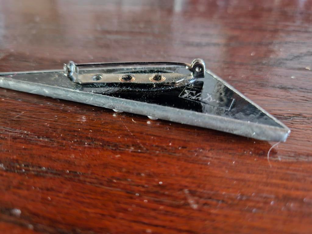 Glas in lood broche - Mooie nette staat, Overige materialen, 4 tot 7 cm, Zwart, Ophalen of Verzenden