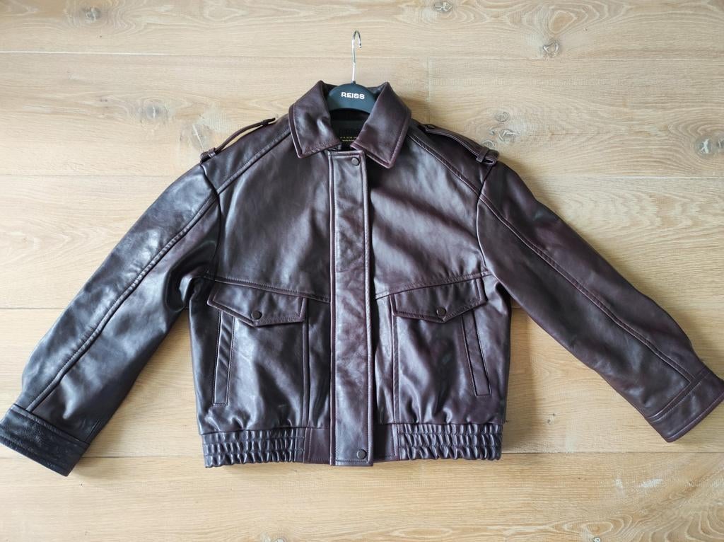 Reiss oversized leren jas aubergine Peyton, Ophalen of Verzenden, Nieuw, Maat 38/40 (M)