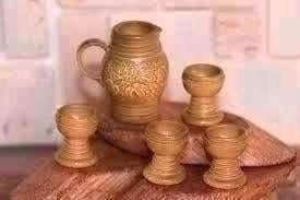 Bodo Hennig miniaturen wijnkan met 4 kopjes, Ophalen of Verzenden, Nieuw