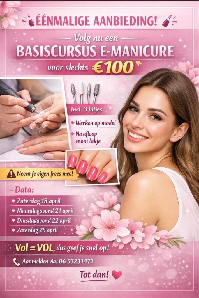 E-manicure basis cursus, Ophalen of Verzenden, Pruik of Haarverlenging