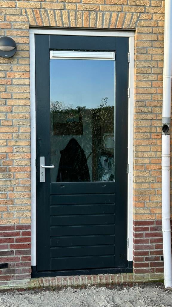 Hardhouten buitendeur incl kozijn en hor 93x231,5 cm, Ophalen, Gebruikt, 80 tot 100 cm, 215 cm of meer