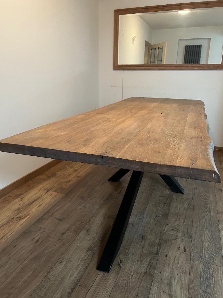 Eiken boomstam tafel, Huis en Inrichting, Ophalen, Eikenhout, 200 cm of meer, 50 tot 100 cm