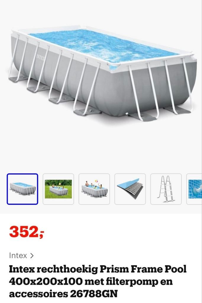 Groot Intex Zwembad 4x2x1m Compleet met Accessoires, Tuin en Terras, Zwembaden, Ophalen, Gebruikt, 200 tot 300 cm, 80 tot 120 cm