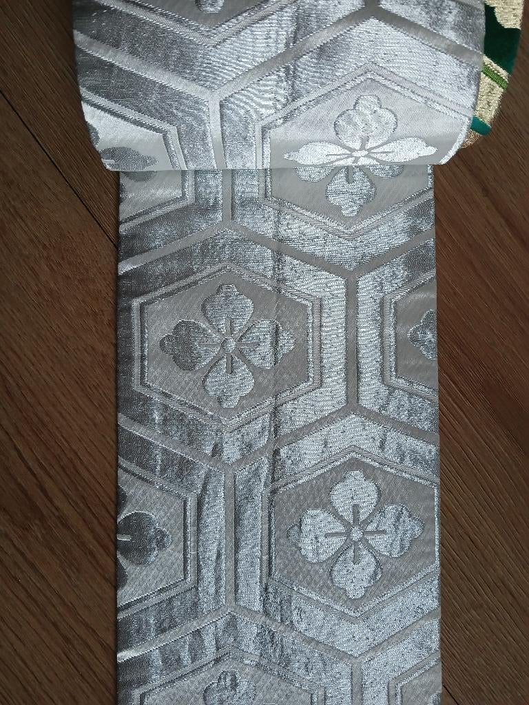 Traditionele Japanse obi hanhabaobi silver green, Ophalen of Verzenden