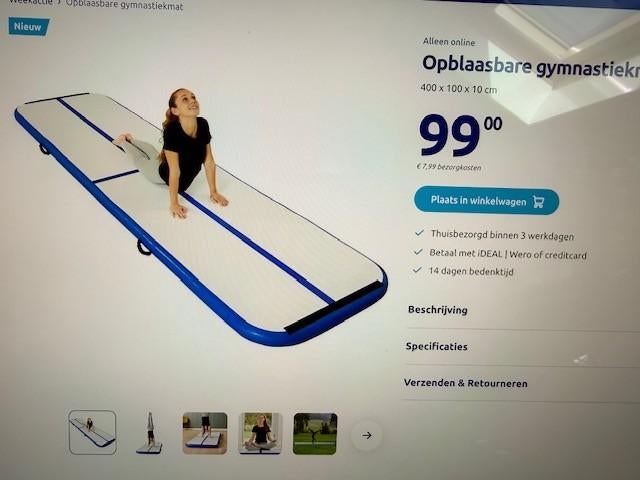 opblaasbare gymnastiekmat, Ophalen, Zo goed als nieuw, Overige typen