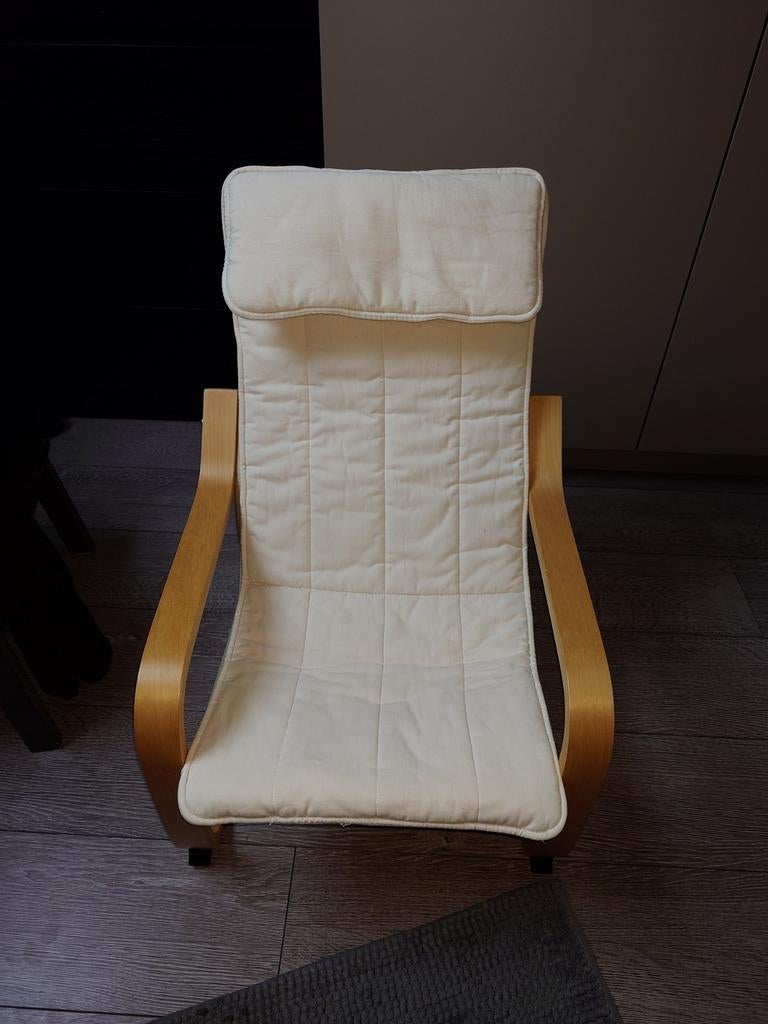 IKEA POÄNG Kinderfauteuil met extra lichtgrijze hoes, Ophalen, Nieuw, Overige typen