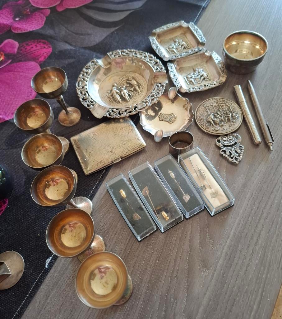 Zilveren en verzilverde voorwerpen, Antiek en Kunst, Ophalen, Zilver