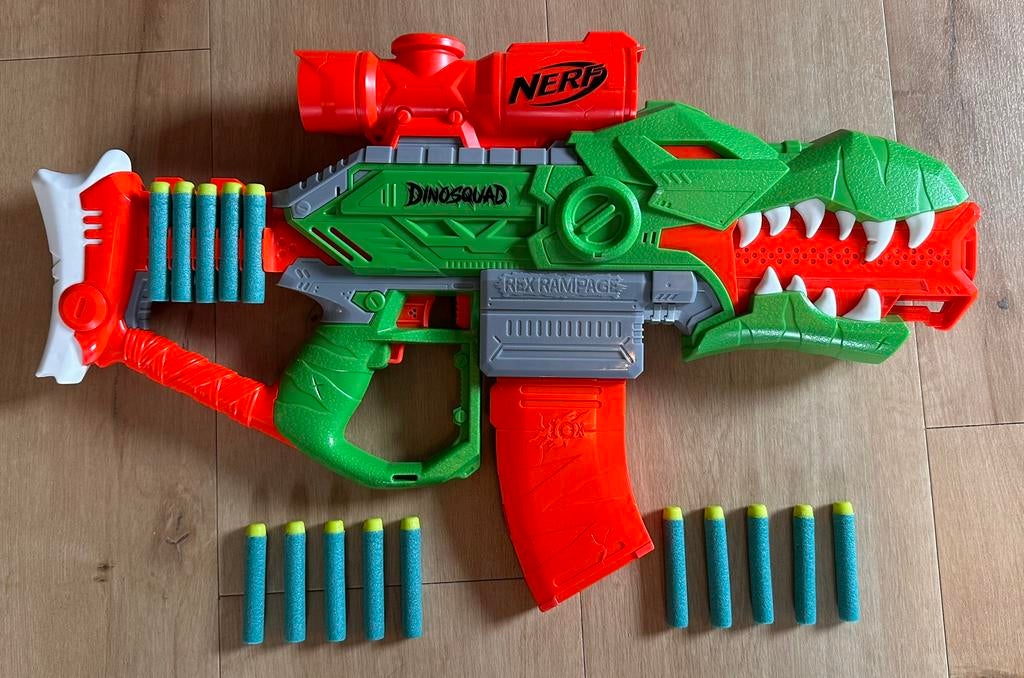 NERF Dinosquad Rex Rampage (inclusief batterijen), Ophalen of Verzenden, Zo goed als nieuw