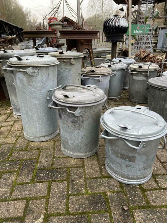 Zinken vuilnisemmers / vuilnisbakken / prullenbakken te koop, Tuin en Terras, Ophalen, Gebruikt, Handelsondernemingdeeekhoorn@hotmail.com