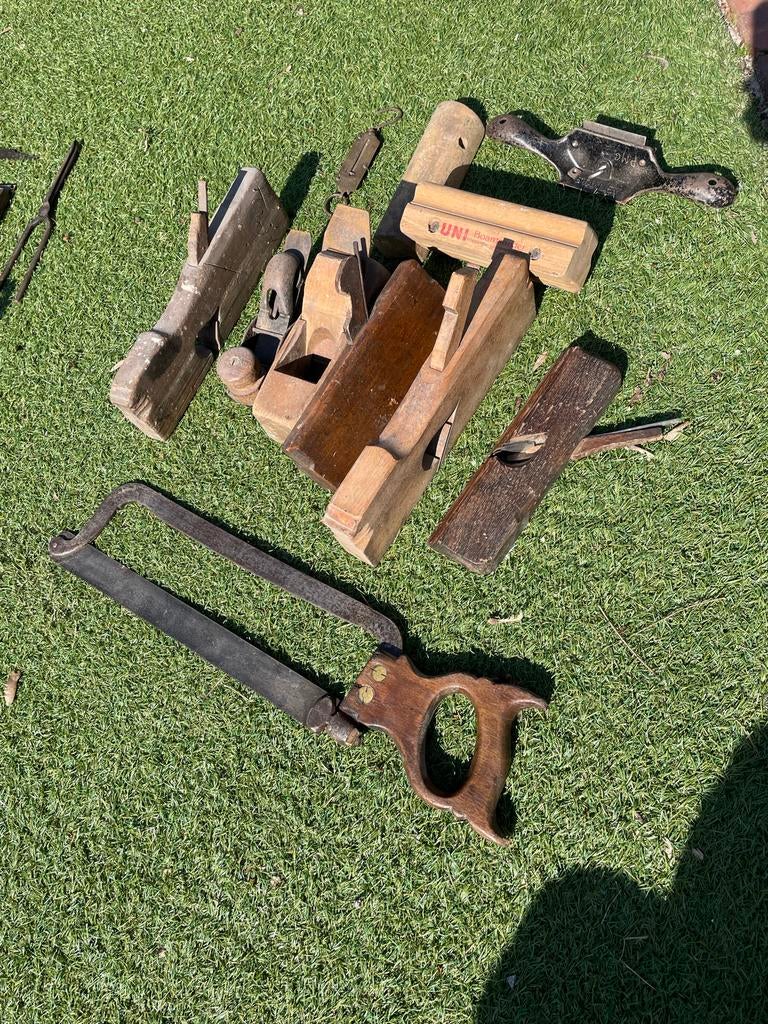 Oude schaven, zaag en schraapstaal, Antiek en Kunst, Ophalen of Verzenden