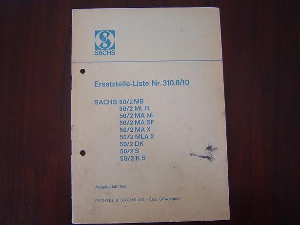 Sachs 50/2 MB MA MLA 1969 ersatzteile liste onderdelen boek, Fietsen en Brommers, Ophalen of Verzenden