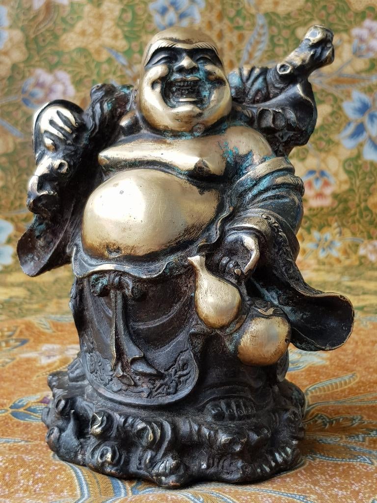 Prachtig zwaar antiek Chinees brons beeld van Boeddha 15,8.
