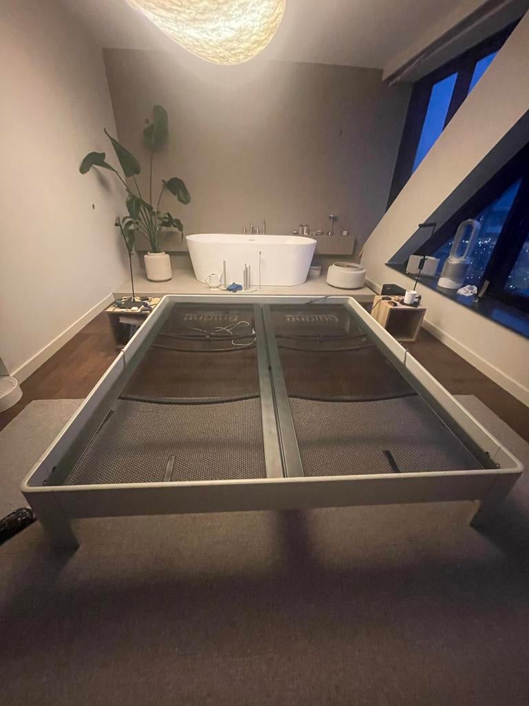 Auping Auronde bed 180x200 lichtgrijs, Gebruikt, Tweepersoons, Ophalen of Verzenden, 180 cm