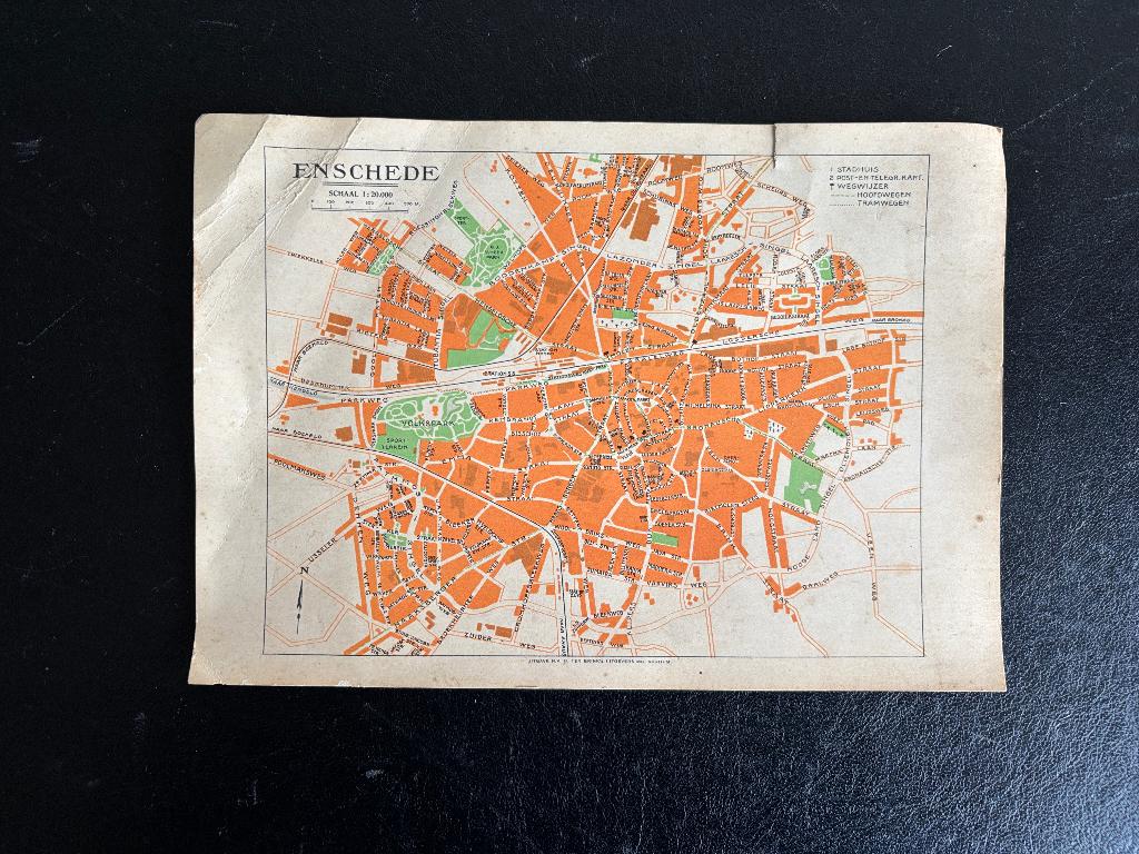Plattegrond Enschede - Ansichtkaart H. ten Brink Arnhem, Gelezen, Overige typen, Ophalen of Verzenden, 1800 tot 2000