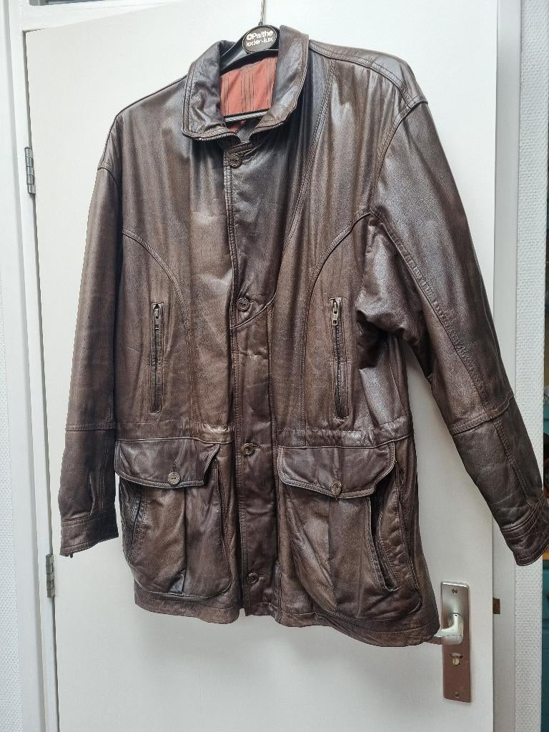 Leren herenjas(kalfsleerl, Maat 48/50 (M), Ophalen of Verzenden, Gedragen, Onbekend