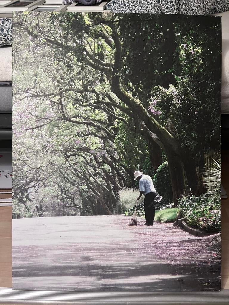 Canvas vegende man in Afrika, Antiek en Kunst, Ophalen