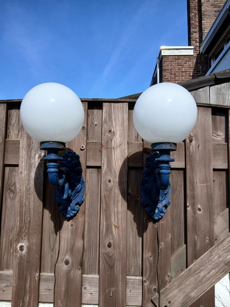 Vintage Bollampen Buitenlampen, Tuin en Terras, Buitenverlichting, Ophalen, Gebruikt, Netvoeding, Wandlamp