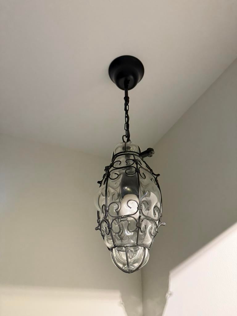 2 Italiaanse glazen lampen, Ophalen, Gebruikt, Glas, Minder dan 50 cm