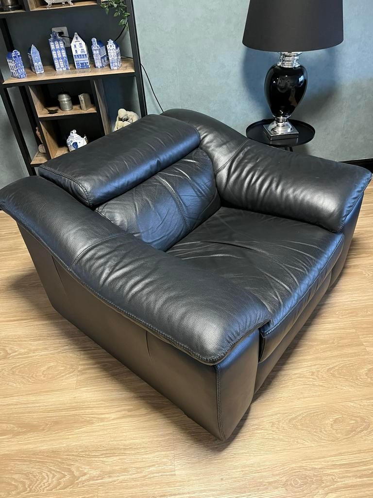 Zwarte leren fauteuil Natuzzi Editions, Minder dan 75 cm, Leer, Ophalen of Verzenden, Zo goed als nieuw