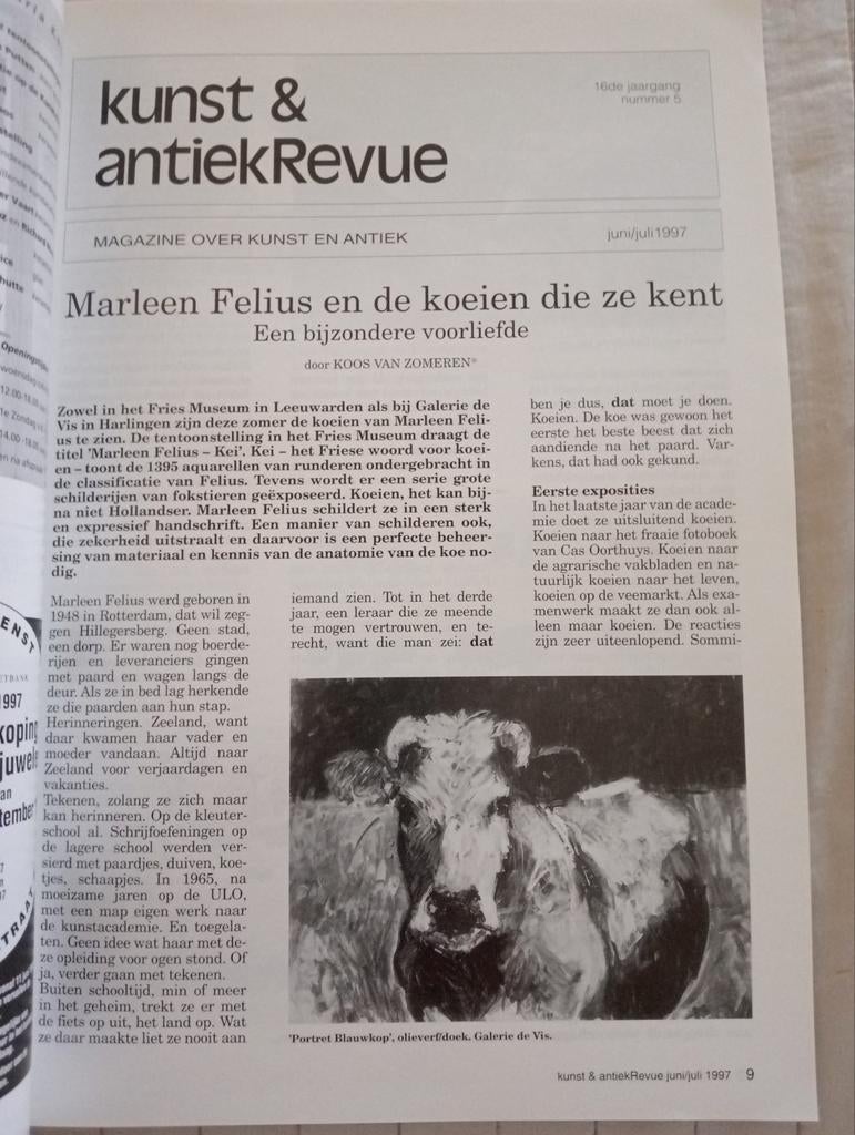 Kunst & AntiekRevue juni/juli 1997 Marleen Felius, Ophalen of Verzenden, Gelezen, Overige typen