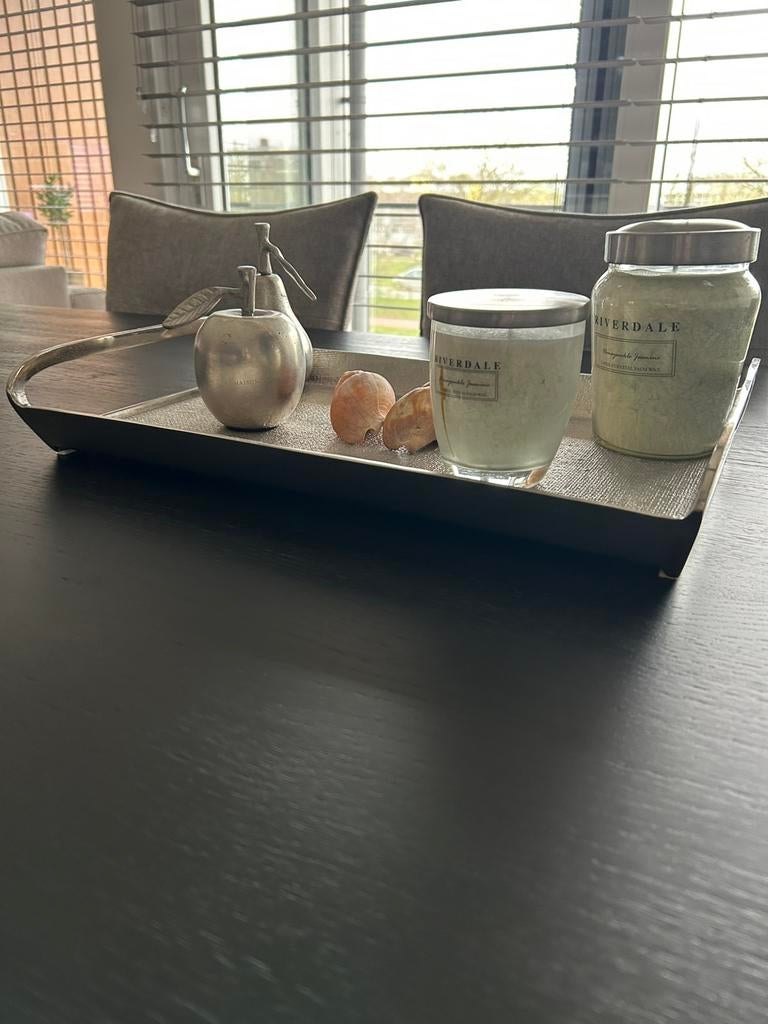 Riviera Maison dienblad/ tray zilver, Ophalen, Zo goed als nieuw, Vierkant, Metaal