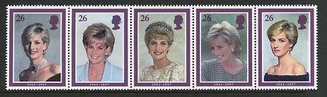 Engeland- 1998- serie/strook = motief Lady Diana, Ophalen of Verzenden, Postfris