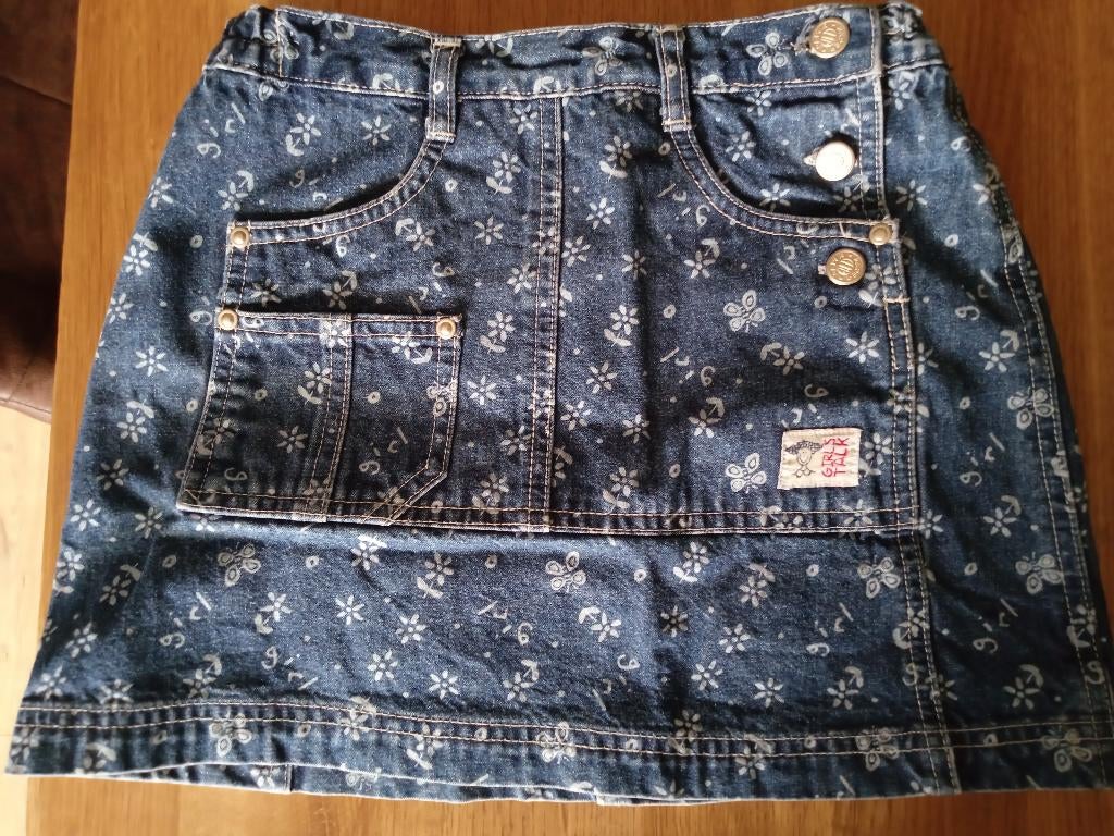 Spijkerrok met print maat 134, Kinderen en Baby's, Kinderkleding | Maat 134, Ophalen of Verzenden, Gebruikt, Meisje, Jurk of Rok