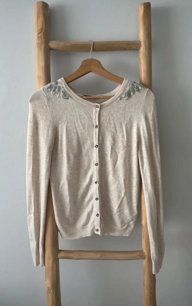 Vestje met glitters, Maat 38/40 (M), Beige, Ophalen of Verzenden, Zo goed als nieuw