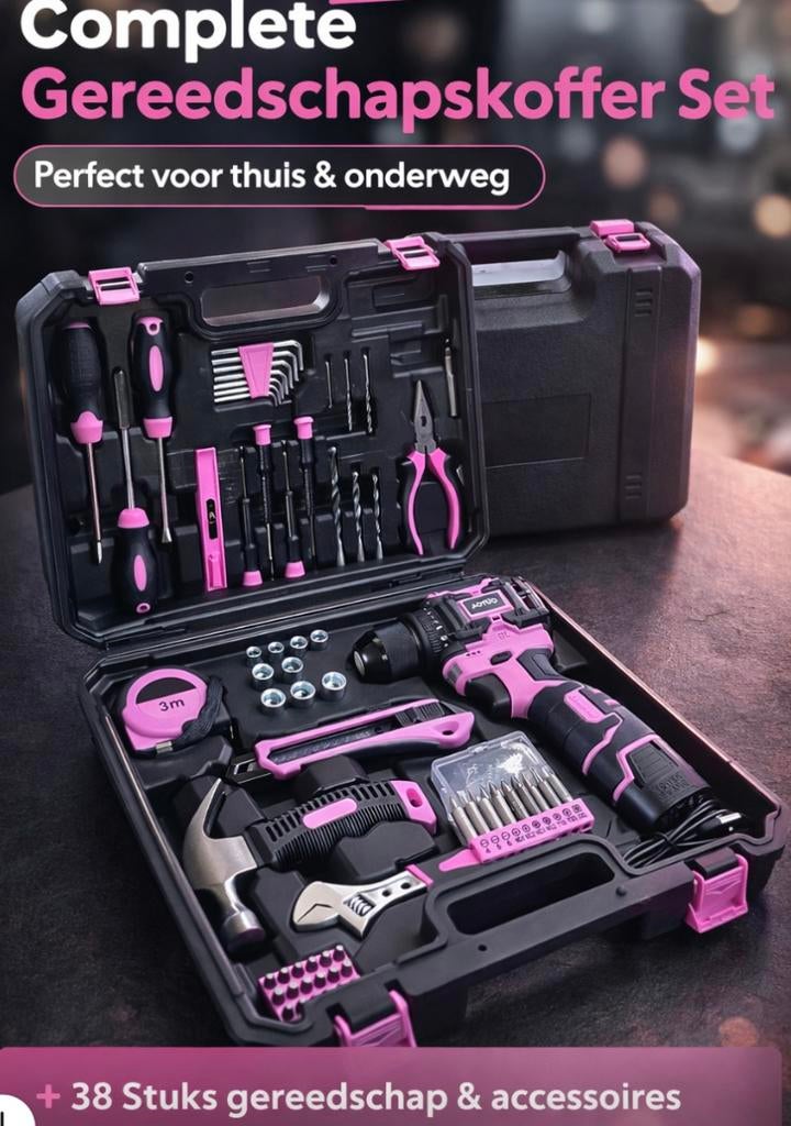 Roze gereedschap set inclusief boormachine!, Ophalen of Verzenden, Zo goed als nieuw