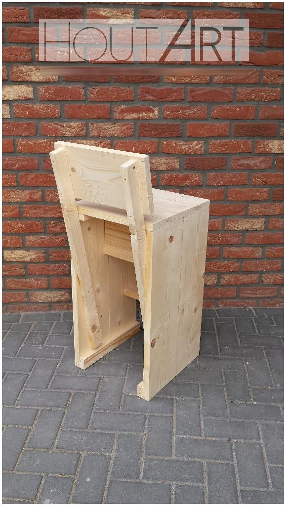 Barkruk met rugleuning. STEIGERHOUT, 5 krukken of meer, Nieuw, Ophalen of Verzenden, Hoeves 3 in Schijndel