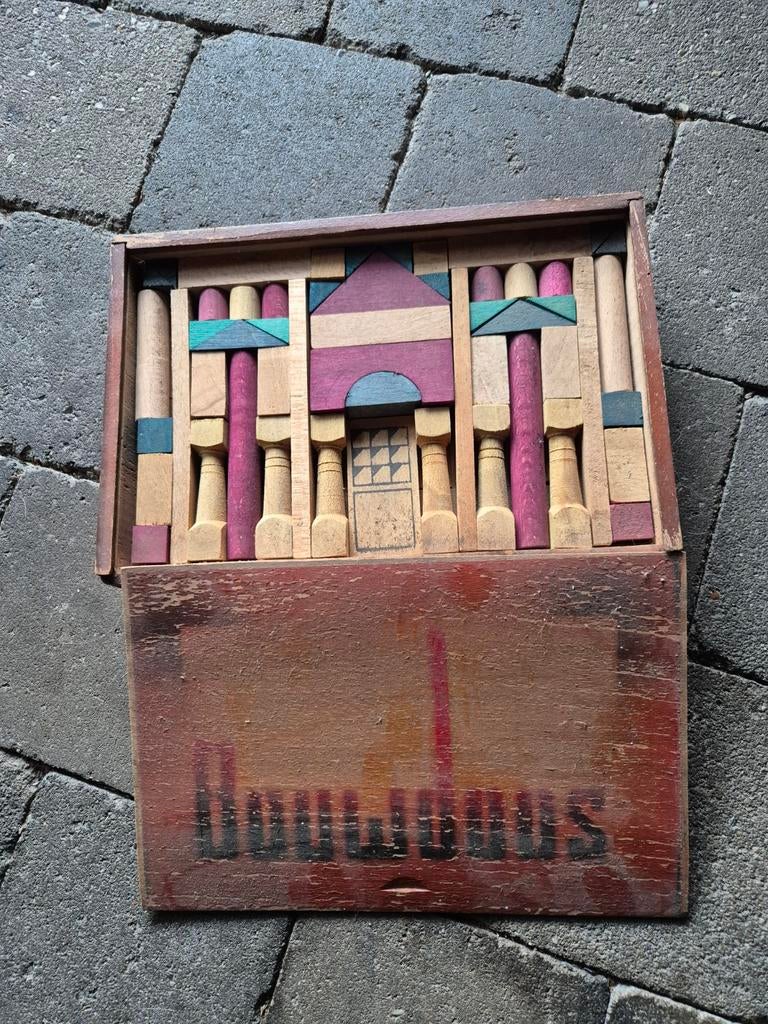 Vintage oude blokkendoos, Ophalen, Gebruikt, Overige typen