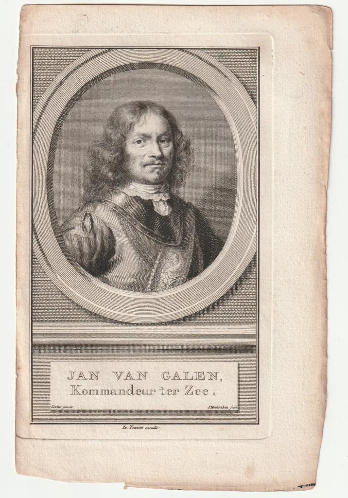 Jan van Galen Kommandeur ter Zee gravure Houbraken, Verzenden