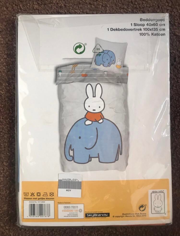 Nijntje dekbedovertrek met sloop van katoen nieuw, Jongetje of Meisje, Wit, Dekbedovertrek, Nieuw